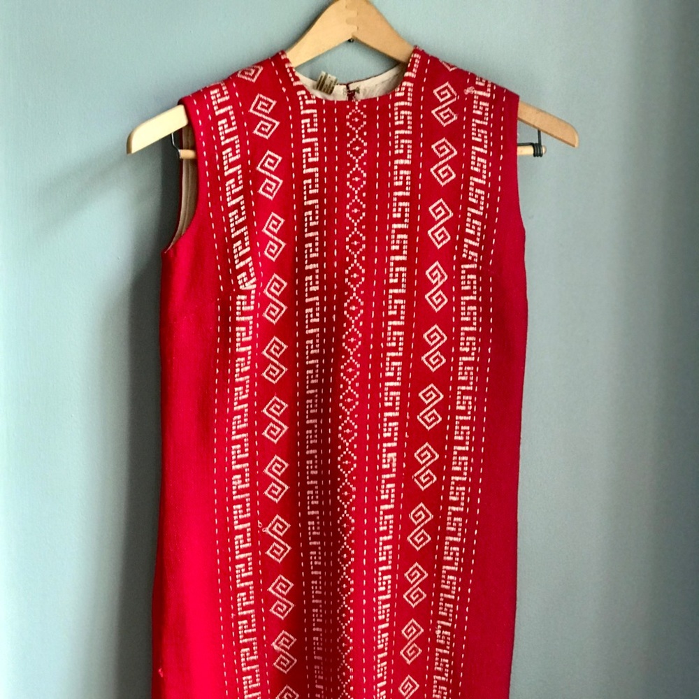 Vintage 1960’s Red Wool Sheath Dress (Greek)